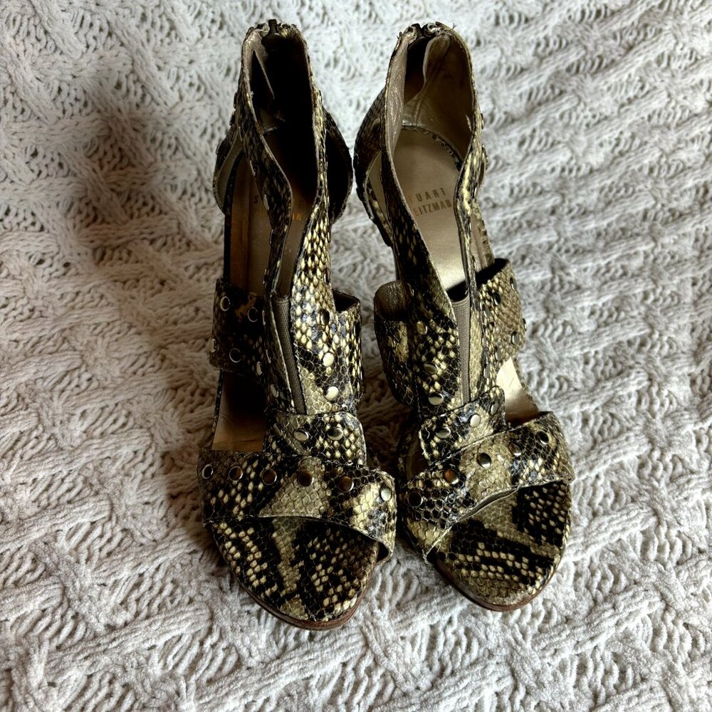 Python Heels Stuart Weitzman Snake Leather Studde… - image 2